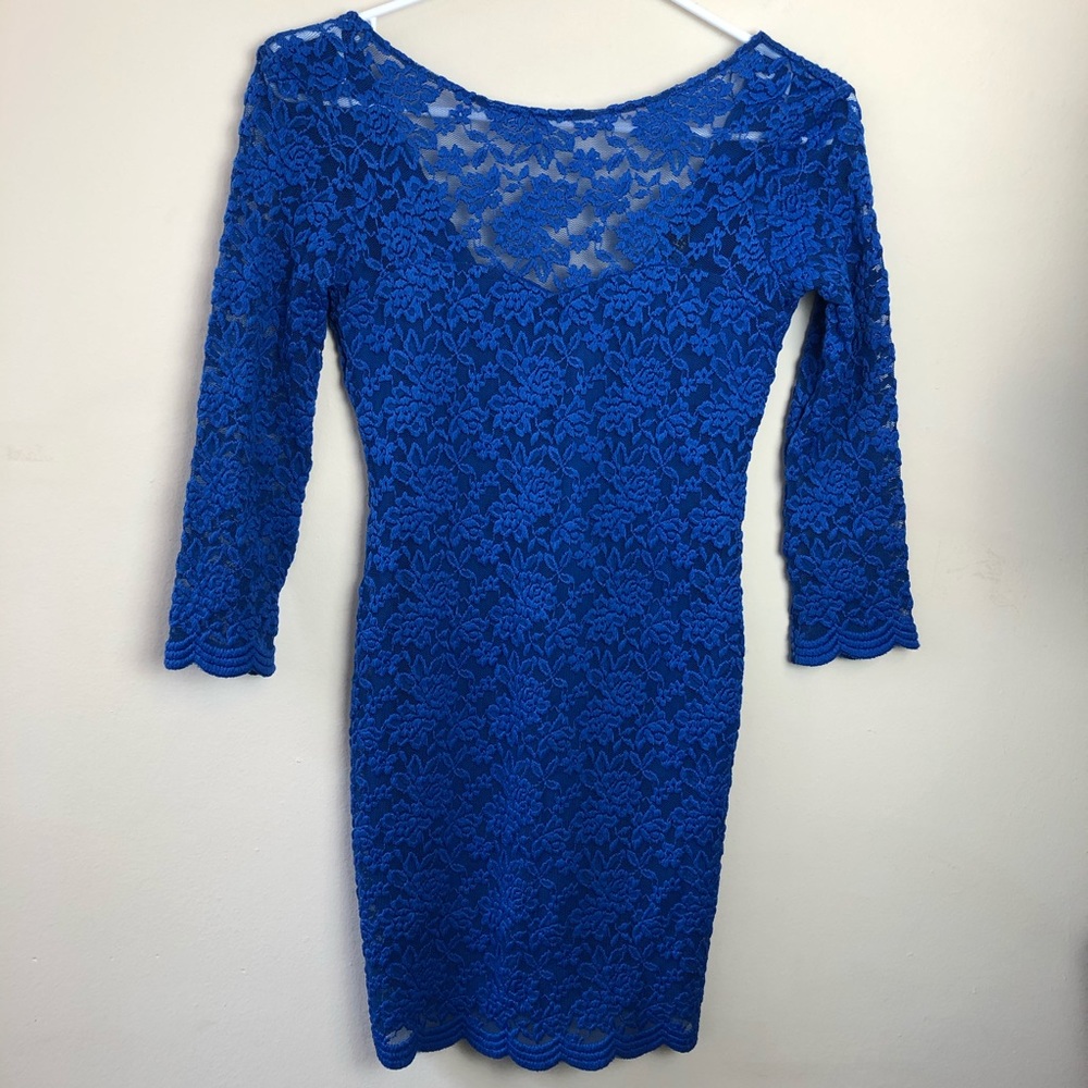 Topshop Petite Size 4 Floral Lace 3/4 Sleeve Dress